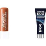 Shopwave Vaseline Lip Therapy Dudak Bakım Kremi Cocoa Butter 4.8 gr + Signal White Now Macunu Lekesiz - 0-Koyu Mavi