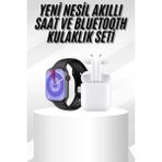 Shopwave Yeni Nesil Akıllı Saat ve Kulaklık Seti Gümüş Kasa Zarif Tasarım Çok Fonksiyonlu - Çok Renkli