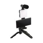 Shopytech 5 İ 1 Arada Mikrofonlu Led Işıklı Vlog Kiti Tabanca Tutuşlu Masaüstü Tripod & Selfie Stick 1 Adet