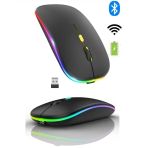 Shopytech Çift Mod Kablosuz Mouse Bluetooth 5.2 + 2.4G Şarjlı Sessiz Tıklama Rgb Işıklı (500 Mah)Siyah