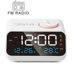 Shopytech Fm Radyo Dijital Çalar Saat Led Ekranlı Masa Saati Sıcaklık Nem Göstergesi 2 Usb Şarj Çıkışı Siyah,Beyaz