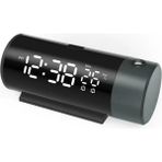 Shopytech Projeksiyonlu Dijital Çalar Saat Çift Alarm Termometre 180° Döner Kırmızı Projeksiyon Otomatik Parlaklık USB Telefon Şarjı - Siyah