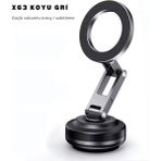 Shopytech X63 Alüminyum Alaşımlı Manyetik Araç Telefon Tutucu 360° Çok Eksenli Vakum Tabanlı Type-C Şarjlı - Gri
