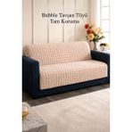 Shopyteks Bubble Tavşan Tüyü Koltuk Örtüsü 170X210 – Peluş Kaymaz Koltuk Şalı – 3’lü Kanepe Örtüsü Krem - 170 x 210 cm - Bej