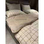 Shopyteks Çift Kişilik Krem Kare Welsoft Uyku Seti Çift Taraflı 195 x 215 - 4 Adet Yastık Kılıfı - Bej