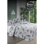 Shopyteks Çift Kişilik Yatak Örtüsü 200X220 Kapitoneli Pike Çiçek Desenli Yumuşak Yatak Örtüsü Seti - Gri - 200 x 220 cm