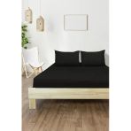 Shopyteks Düz Siyah Çift Kişilik Lastikli Çarşaf Seti Battal Boy 180X200