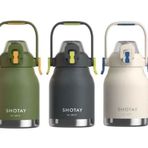 Shotay 1000 ml Yeşil Phone Holder Matara Çelik Termos