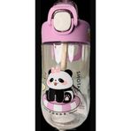 Shotay 500 ml Çocuk Suluk, Pipetli Kilitli Kapak, Kulplu, BPA İçermez, Pembe, Animals Desenli