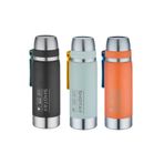 Shotay 600 ml Çelik Kamp Termosu Ağızlık ve Ekstra Bardaklı Kullanım 24 saate kadar yalıtım Siyah