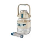Shotay Ribbon Grib Su Matarası Tritan Beyaz 1000Ml