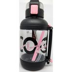 Shotay St-7227 1500Ml Pipetli-Pipetsiz Tritan Siyah Şeffaf Matara Taşıma Aparatlı Ve Askılı