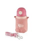 Shotay ST-8816 480ml Askılı Silikon Kılıflı Pipetli Pembe Çelik Matara