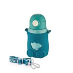 Shotay ST-8816 480ml Askılı Silikon Kılıflı Pipetli Yeşil Çelik Matara