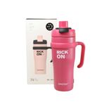 Shotay ST-8919 Çift Kullanım Pipetli/Rahat İçim Fuşya 1000ml Çelik Termos
