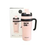 Shotay ST-8919 Çift Kullanım Pipetli/Rahat İçim Pembe 1000ml Çelik Termos