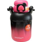 Shotay ST-8931 680ml Pipetli Siyah-Pembe Çelik Matara