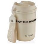 Shotay Strow Çelik Termos Mug 410ML Krem - 420 ml