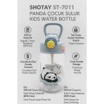 Shotay Tritan Çocuk Pipetli Suluk – 500 Ml, Kilitli Kapaklı, Askılı, Panda Desenli – Mavi – ST-7011
