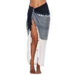 SHU-SHI Sarong sarong sarar kadınlar için plaj Cover Up etek mayo Wrap Pareo Coverups Ombre kravat boya, Siyah/Beyaz, Tek Beden