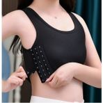 Shuangyou Kadınlar Nefes Alabilir Göğüs Binder Yan Toka Kısa Yelek Üstleri Göğüs Bağlayıcı Iç Çamaşırı Tankları Kablosuz Göğüs Sargısı Bandaj Rengi: Siyah/boyut: L (Yurt Dışından)