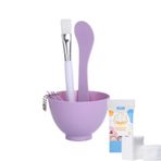 SHUILING Yüz Maskesi Karıştırma Kase Seti + 50 adet Pamuk Ped, Plastik 6'sı 1 arada Kendin Yap Yüz Maskesi Karıştırma Aletleri Kiti Maske Kase Çubuk Spatula Ölçüm Kabı ve Maske Fırçaları (Mor)