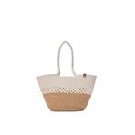 Shule Bag Miami Handmade Hasır Omuz Kadınsı Krem