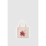 Shule Bag Salva Mini Desenli Kanvas Çapraz Kadın Krem