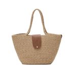Shule Bag Shule Bags Duffy Kapaklı Handmade Hasır Tote Kadın Vizon