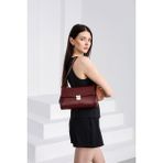 Shule Bags Lauren City Baget Çanta Bordo Suni Deri Ergonomik Tasarım ile Şık Kullanım