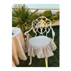 shules collection BEJ ÇİZGİLİ YUVARLAK BULDAN YIKANMIS KETEN FIRFIRLI SANDALYE MİNDERİ