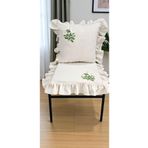 shules collection EL YAPIMI BULDAN YIKANMIS KETEN PAPATYA NAKISLI FIRFIRLI SANDALYE MİNDERİ
