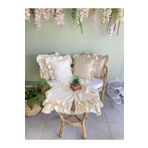 shules collection Keten Bohem Fırfırlı Vintage 4 Kare 1 Cıft Kat Fırfırlı Runner Set