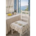 shules collection Romantik Ege TURUNCU GÜL KANAVİÇE Nakışlı Fırfırlı Sandalye Minderi