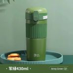 Shun 430 ml Çift Katmanlı Paslanmaz Çelik Saman Seyahat Hediyesi Yurt Dışından 0,43 lt Koyu Yeşil Termos