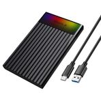 ShuoLe 2.5 inç harici sabit disk muhafaza RGB ışık USB 3.2 SATA III adaptörü destekler 2.5 inç SSD/HDD kutusu için 9.5mm 7mm sabit disk kutusu Toshiba Samsung WD, Xbox PC TV ile uyumlu