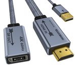 Shuomeng HDMI Displayport Adaptörüne 4K@60Hz, 2K@120Hz, 1080P@165Hz, HDMI (PC/Dizüstü Bilgisayar) Erkek - DisplayPort (monitör) Dişi Kablo USB gücü ile Uyumlu GPU, Dizüstü Bilgisayar, AMD, NVIDIA, PS5, Xbox