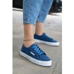 Shupe Kadın Kot Mavisi Günlük Yürüyüş Ayakkabısı Keten Spor Ayakkabı Sneaker