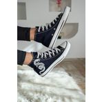 Shupe Kadın Lacivert Bilekli Ejderha Baskılı Boğazlı Model Keten Sneaker