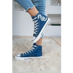 Shupe Kadın Mavi Bilekli Ejderha Baskılı Boğazlı Model Keten Sneaker