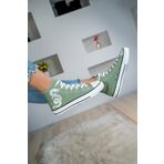 Shupe Kadın Yeşil Bilekli Ejderha Baskılı Boğazlı Model Keten Sneaker