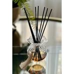 Shura Homeware Bambu Çubuklu Cam Koku Şişesi Üfleme Borosilikat Çizgili Cam