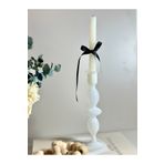 Shura Homeware Candy Cam Şamdan Beyaz Borosilikat Üfleme Cam Mumluk Dekoratif Obje