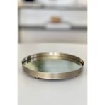 Shura Homeware Yuvarlak Metal Top Ayaklı Tepsi Eskitme , Aynalı Dekoratif Tepsi 30 Cm