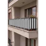 SHY TEKSTİL Antrasit-Beyaz Bağcıklı Balkon Demiri Perdesi Gizlilik Sağlayan Dayanıklı Demir Kapama Branda