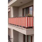 SHY TEKSTİL Kırmızı-Beyaz Bağcıklı Balkon Demiri Perdesi Gizlilik Sağlayan Dayanıklı Demir Kapama Branda