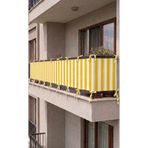 SHY TEKSTİL Sarı-Beyaz Bağcıklı Balkon Demiri Perdesi Gizlilik Sağlayan Dayanıklı Demir Kapama Branda