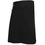 SHYNE Düz Siyah Erkek 5 Yard İskoç Kilts Tartan Kilt 13oz Highland Günlük Etek, Siyah, 32"
