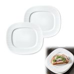 SHZMJL 2 Adet 9,5 inç Kare Yemek Tabakları, Porselen Servis Tabakları, Meze Tabakları, Salata, Tatlı, Makarna, Biftek için Seramik Beyaz Tabaklar