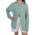 Si & Su Si&su Müslin Kumaş Kadın Rahat Kesim, Oversize, Salaş Gömlek - Yeşil